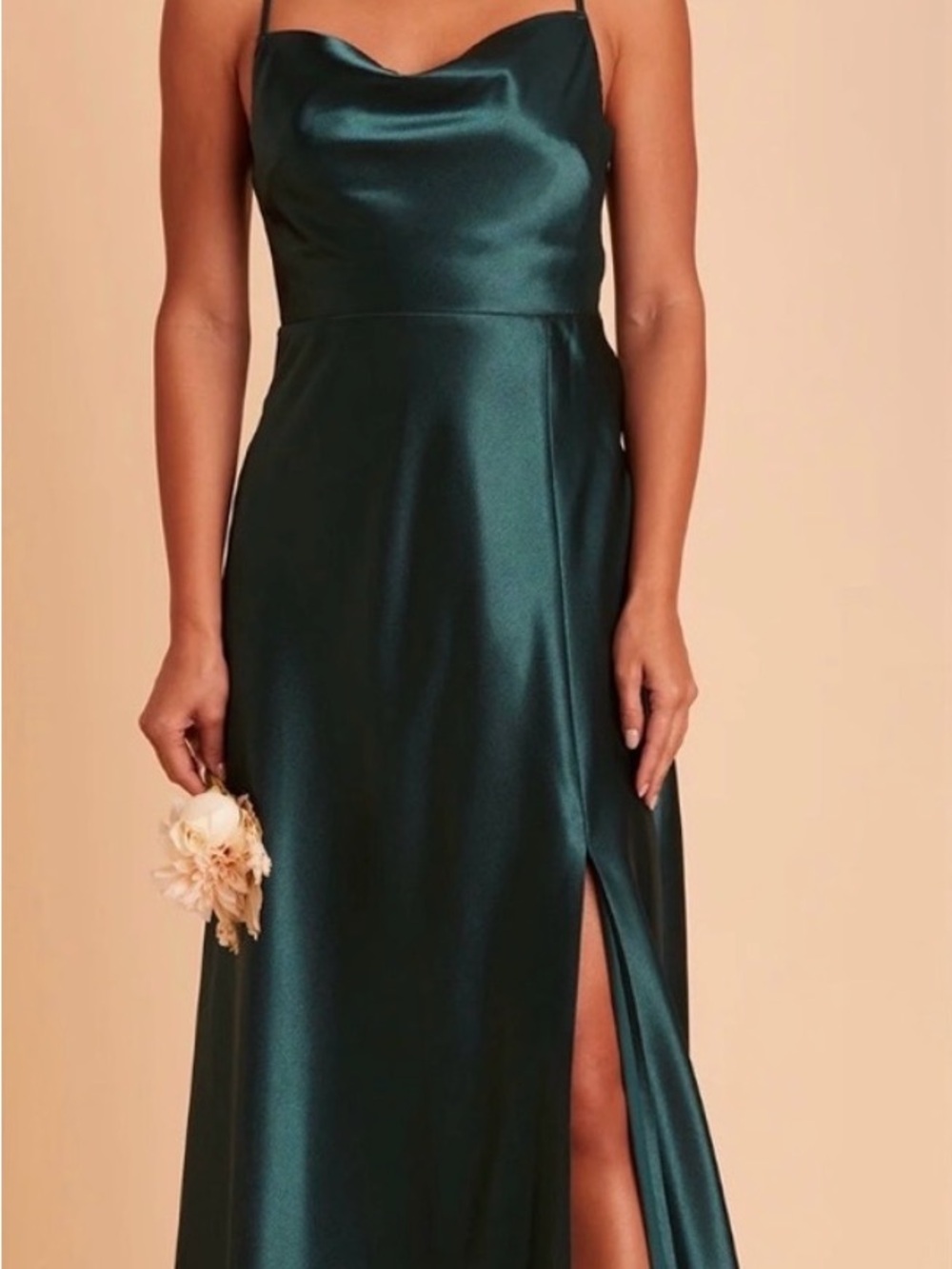 Emerald Birdie Grey Satin Cowl Neck Slip Dress